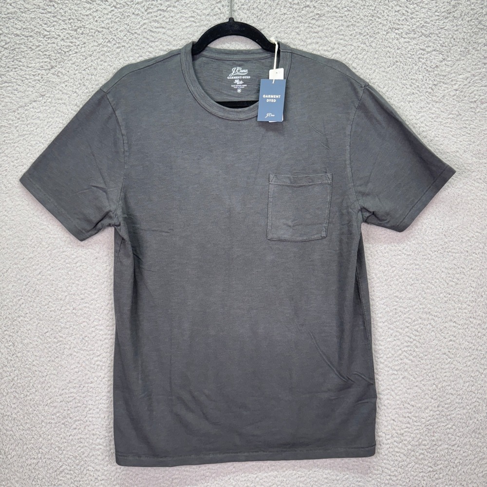 J Crew Tshirt Mens M Charcoal Gray Garment Dyed Slub Cotton Pocket Tee Preppy - Picture 1 of 11